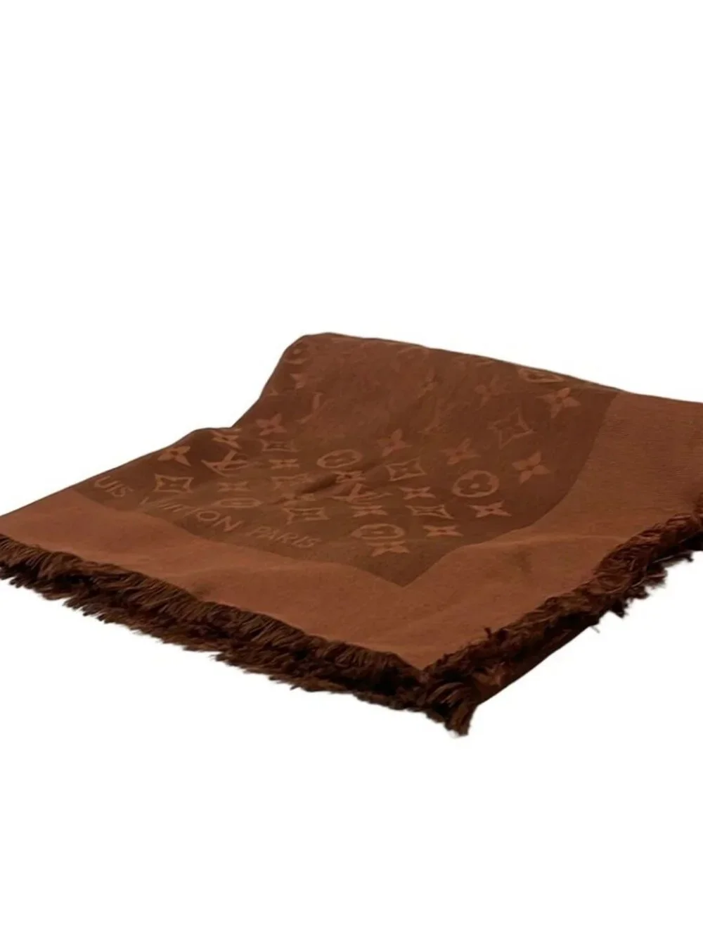 LOUIS VUITTON Shawl Monogram M71338 Chocolat Scarf Silk Wool